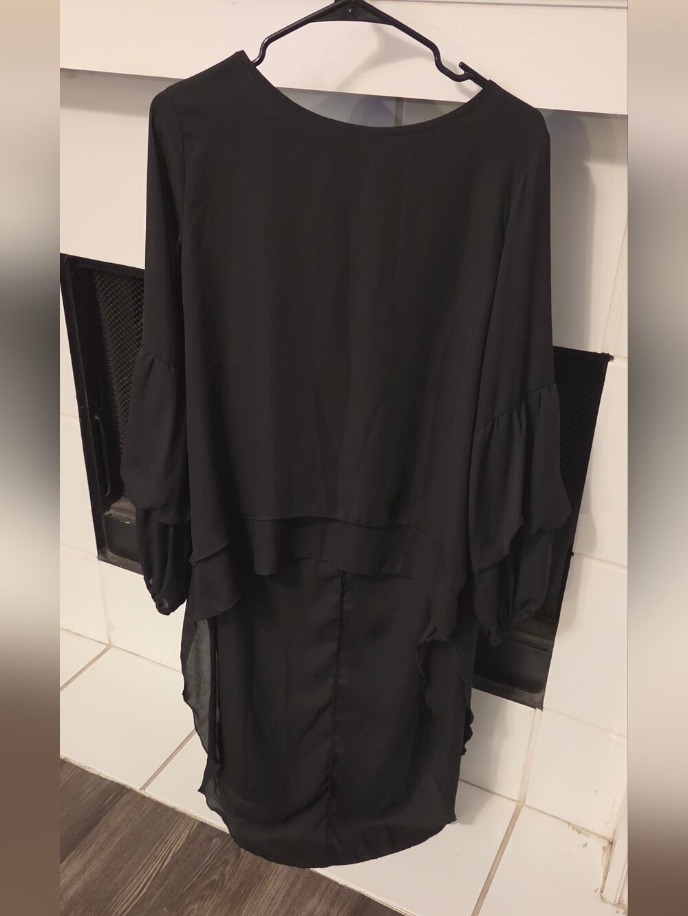 PrettyGarden Black Ruffled Long Sleeve Top